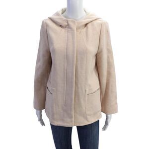 Zara Basic Girls Wool Blend Hooded Two Pocket Zip Up Coat Pink Size XL